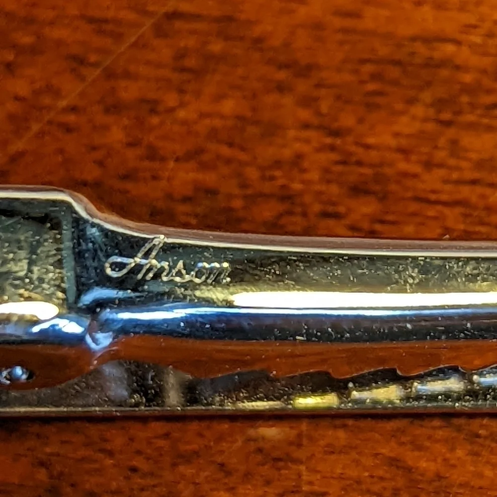 Signed Anson Men's Tie clip Silvertone vintage